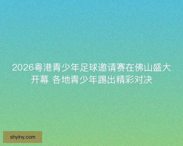 2026粤港青少年足球邀请赛在佛山盛大开幕 各地青少年踢出精彩对决 2026粤港青少年足球邀请赛在佛山盛大开幕 各地青少年踢出精彩对决