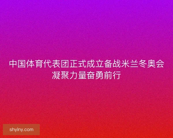 中国体育代表团正式成立备战米兰冬奥会凝聚力量奋勇前行
