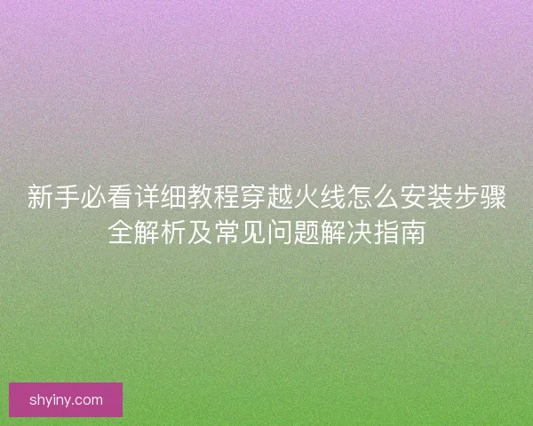 新手必看详细教程穿越火线怎么安装步骤全解析及常见问题解决指南